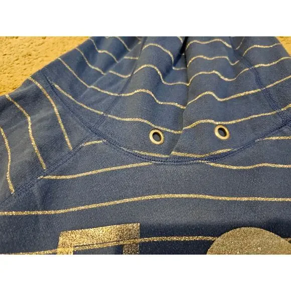 VS Pink Women's Large Blue Hoodie Pullover Stripe Y2K flaw- missing drawstring - Picture 4 of 9